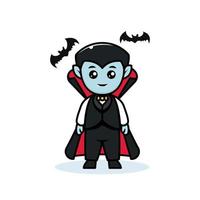 schattige dracula mannelijke mascotte vector