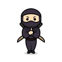 ninja schattige mascotte vector
