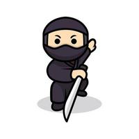 ninja schattige mascotte vector