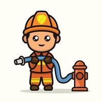 schattige brandweerman mascotte vector