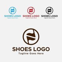 blauw en zwart schoenenwinkellogo met een cirkel. minimaal logo-ontwerp. vector