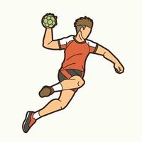 handbal sport mannelijke speler springen vector
