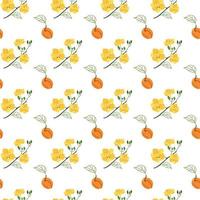 schattig bloemen- en fruitpatroon van abrikozen vector