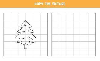 kopieer de afbeelding van een zwart-witte dennenboom. logisch spel voor kinderen. vector