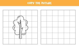 kopieer de afbeelding van een zwart-witte boom. logisch spel voor kinderen. vector