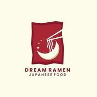 droom noedels ramen met vintage en silhouet stijl logo pictogram sjabloonontwerp. eten, japan, traditioneel, vectorillustratie vector