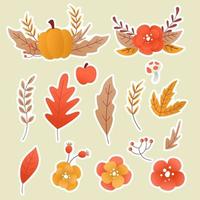 herfst bloemen sticker vector