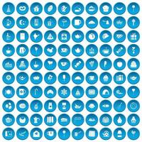 100 theekransje iconen set blauw vector