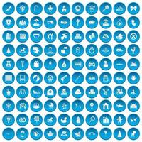 100 baby iconen set blauw vector