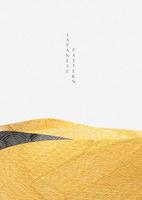 kunst landschap achtergrond met gouden textuur vector. japans golfpatroon met bergsjabloon in oosterse stijl.
