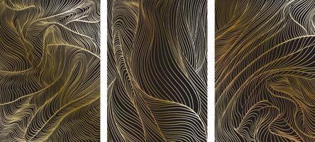 abstracte kunst achtergrond met gouden gradiënt lijn patroon vector in oosterse stijl.