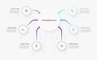 vector infographic labelontwerpsjabloon met pictogrammen en 6 opties of stappen. kan worden gebruikt voor procesdiagram, presentaties, workflowlay-out, banner, stroomschema, infografiek.