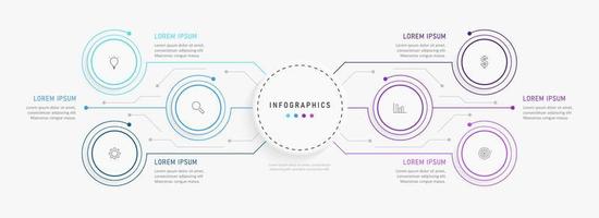 vector infographic labelontwerpsjabloon met pictogrammen en 6 opties of stappen. kan worden gebruikt voor procesdiagram, presentaties, workflowlay-out, banner, stroomschema, infografiek.