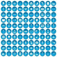 100 gehandicapte gezondheidszorg iconen set blauw vector