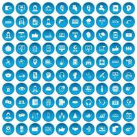 100 callcenter iconen set blauw vector