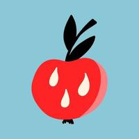 vectorillustratie voor halloween, een rode appel met een zwarte takje en druppels vergif in een vlakke stijl. illustratie voor ansichtkaarten, posters, t-shirtafdrukken, vakantiedecor vector