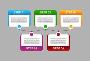 5-staps infographic sjabloon met volledige kleur. ontwerpen voor banners, presentaties en meer. vector
