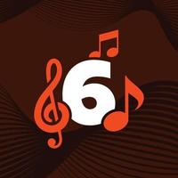 muziek nummer 6 logo vector