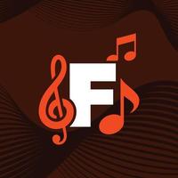 muziek alfabet f logo vector