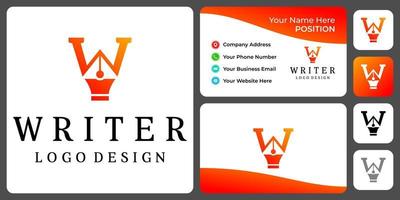 letter w monogram schrijver logo ontwerp met sjabloon voor visitekaartjes. vector