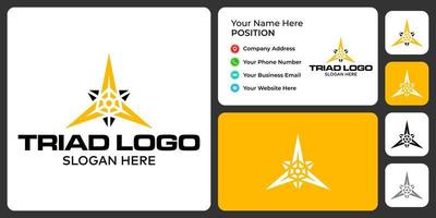 eenvoudig driehoekig logo-ontwerp met sjabloon voor visitekaartjes. vector