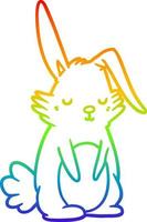 regenbooggradiënt lijntekening cartoon slaperig konijn vector
