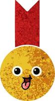 retro illustratie stijl cartoon gouden medaille vector