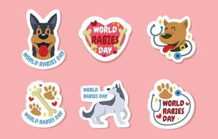 wereld hondsdolheid sticker set vector