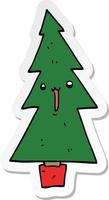 sticker van een cartoon-kerstboom vector