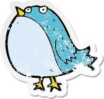 retro noodlijdende sticker van een cartoon dikke vogel vector