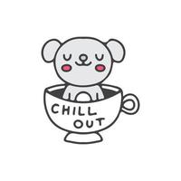 koala beer chill out in kopje koffie, illustratie voor t-shirt, streetwear, sticker of kleding merchandise. met doodle, retro en cartoonstijl. vector