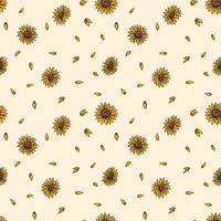 zonnebloemen retro oude lijntekeningen etsen vector naadloze patroon cadeaupapier behang achtergrond