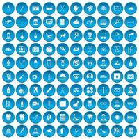 100 zorgpictogrammen blauw ingesteld vector