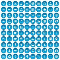 100 succespictogrammen blauw ingesteld vector