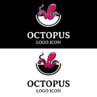 dumbo octopus in een kom silhouet voor retro vintage cartoon visrestaurant logo ontwerp vector