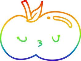 regenbooggradiënt lijntekening cartoon schattige appel vector