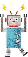 retro illustratie stijl cartoon gebroken robot vector