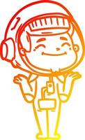 warme gradiënt lijntekening happy cartoon astronaut vector