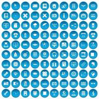 100 printerpictogrammen blauw ingesteld vector