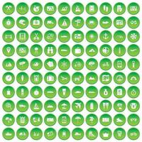 100 transportpictogrammen instellen groene cirkel vector