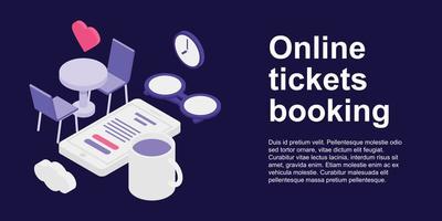 online tickets boekingsconcept banner, isometrische stijl vector