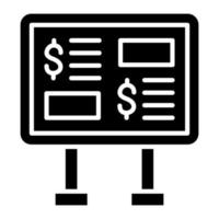 glyph-pictogram voor budgetpresentatie vector