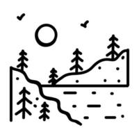 een winterlandschap doodle icoon vector