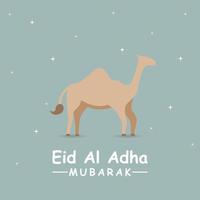 gelukkige eid al adha-illustratie met kamelen op podium vector