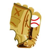 handschoen voor honkbal. honkbalhandschoen met bal in de hand. sportuitrusting die wordt gebruikt in honkbalspellen. vector
