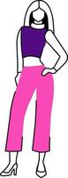 vrouwelijke mannequin met roze broek semi-egale kleur vectorkarakter vector