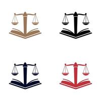 boek en schaal van rechtvaardigheid logo collectie vector