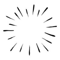 starburst, sunburst hand getrokken. ontwerpelement vuurwerk zwarte stralen. komisch explosie-effect. stralende, radiale lijnen vector