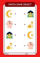 match met hetzelfde object spel ramadan icoon. werkblad voor kleuters, activiteitenblad voor kinderen vector