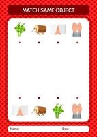 match met hetzelfde object spel ramadan icoon. werkblad voor kleuters, activiteitenblad voor kinderen vector